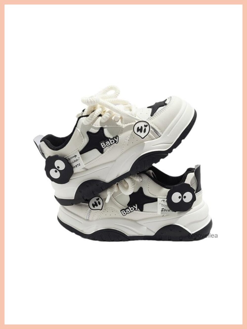 Women's Chunky Sole Star Sneakers Lace-Up Comfort Insole Anti-Slip Walking Shoes